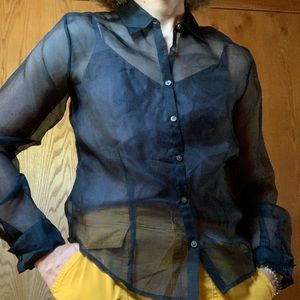 Y2K silk sheer blouse